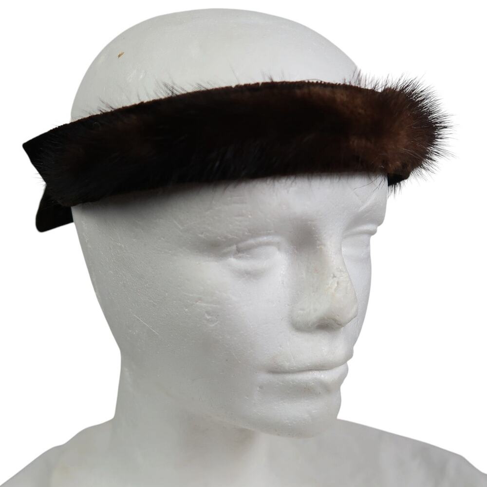 Vintage 50s Brown Mink Fur Headband Hair Facsinator